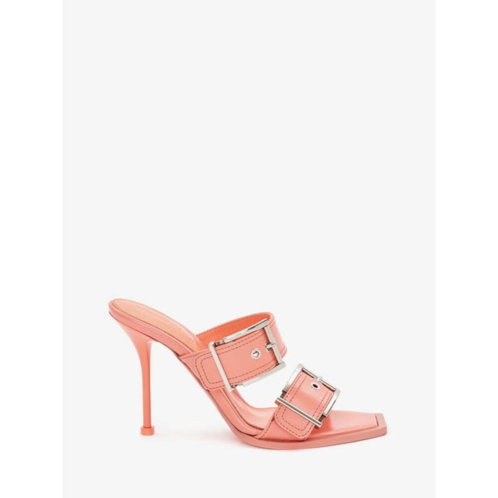 ALEXANDER MCQUEEN Womens Coral Toe Stiletto Slip On Leather Heeled Sandal 37